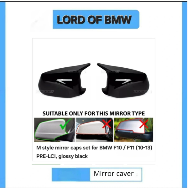 M style mirror caps set for BMW F10 / F11 (10-13) PRE-LCI, glossy black