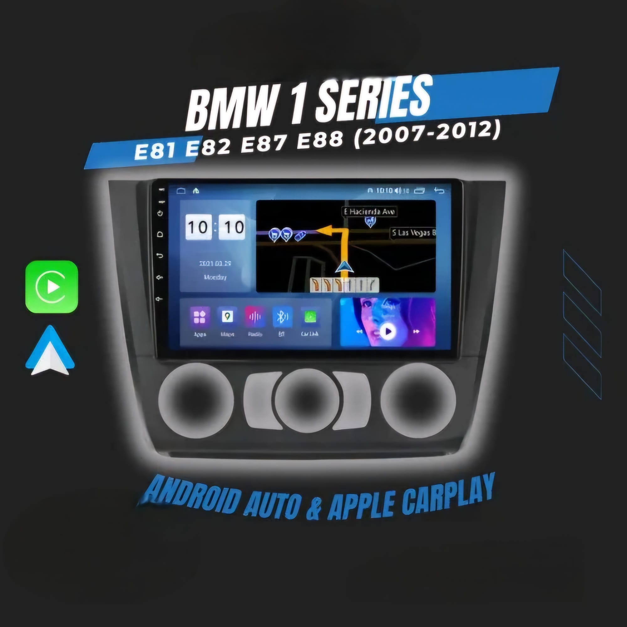 BMW 1 SERIES E81 E82 E87 E88 (2007-2012) Android Radio — 9 inch (Carplay & Android Auto)